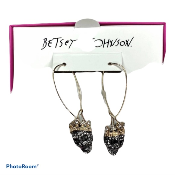 Betsey Johnson Jewelry - NIB Betsey Johnson Skull Earrings With Crowns